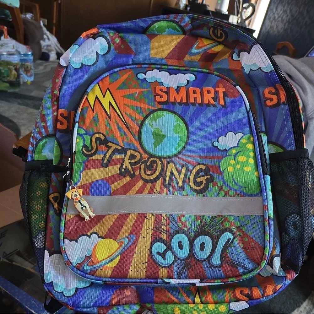 Be Smart Strong Cool Backpack For Kids Multi Colored Planets‎ Design Bookbag